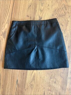 Altar'd State Black Faux Leather Mini Skirt
